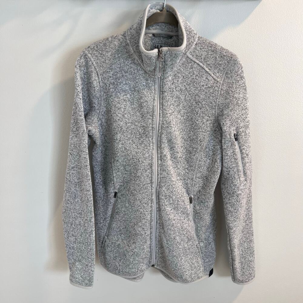 L.L.Bean Light Gray Sweater Fleece Full-Zip Jacket Size S